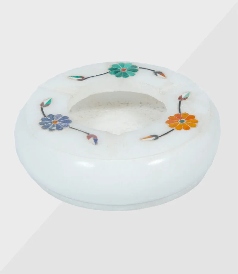 White Marble Inlay Ash Tray White Marble Inlay Ash Tray