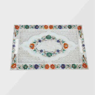 White Marble Inlay Plate