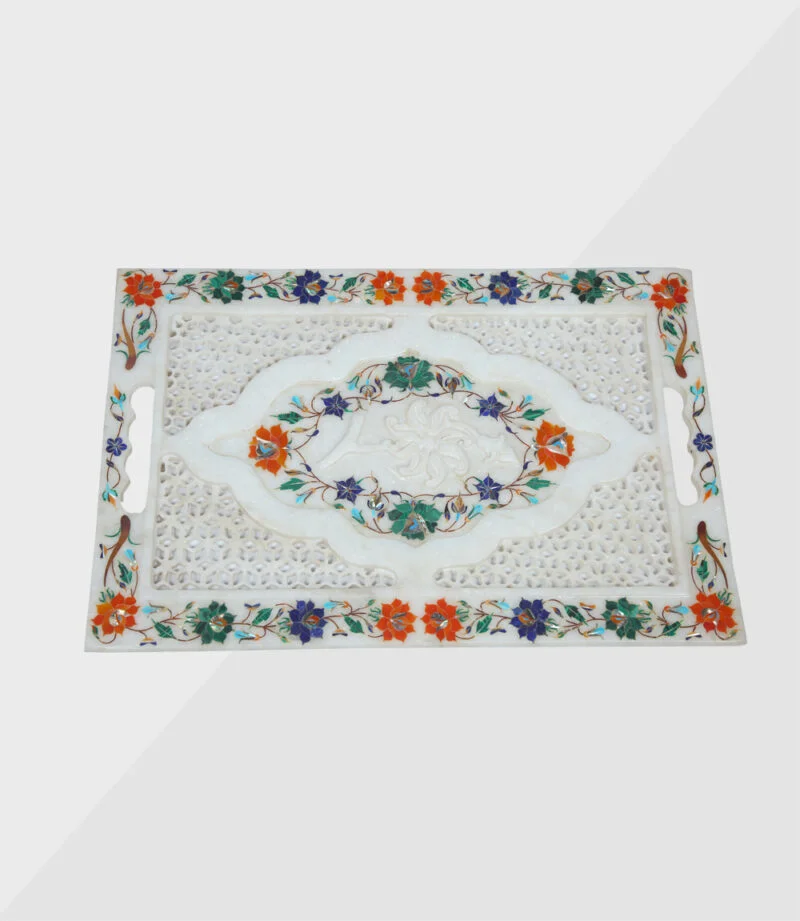 White Marble Inlay Plate-tray White Marble Inlay Plate