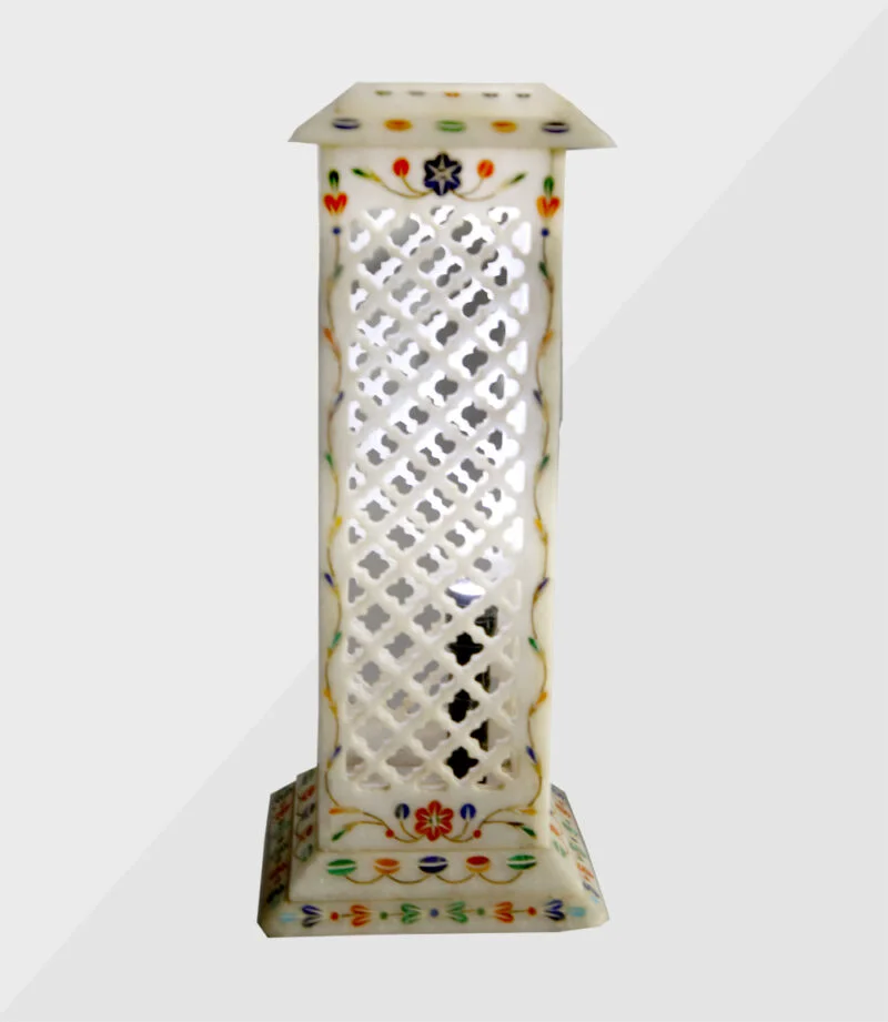 white-marble-inlay-candle-votive-flower-vase White Marble Inlay Candle Votive Or Flower Vase
