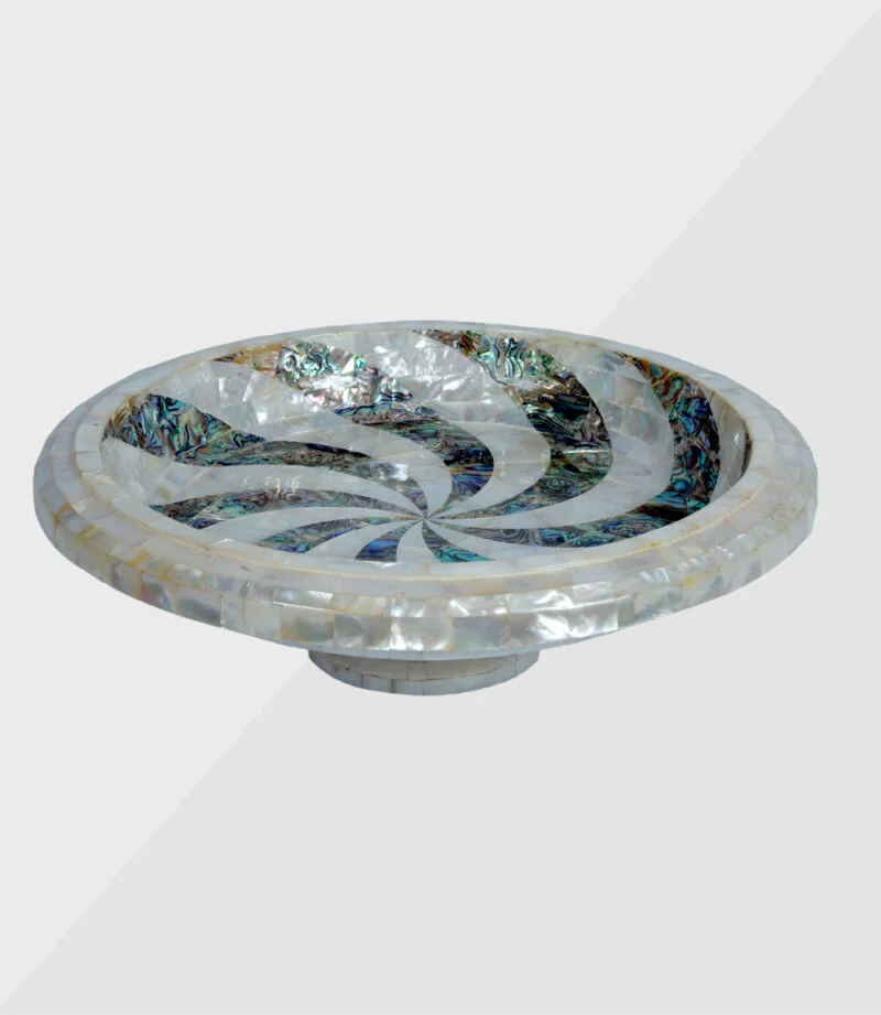 White Marble Inlay Fruit Bowl