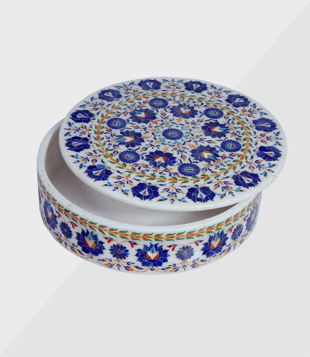 white-marble-inlay-jewellery-box- White Marble Inlay Jewellery Box